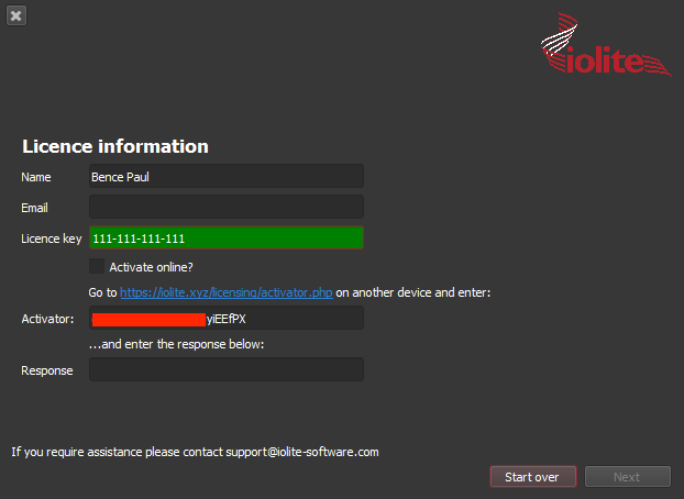 Installing iolite on Windows offline activation