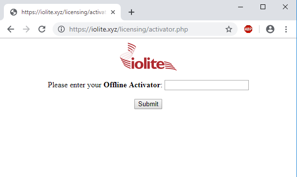 Installing iolite on Windows activator page