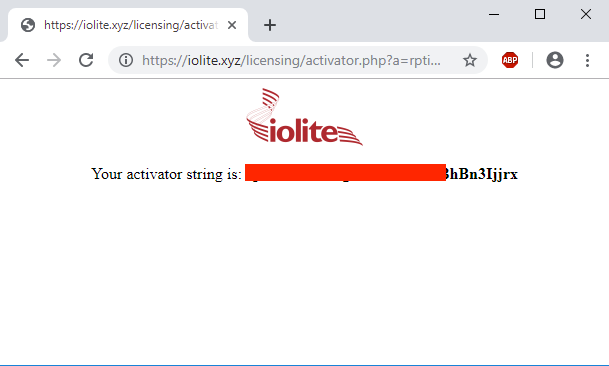 Installing iolite on Windows activator page complete
