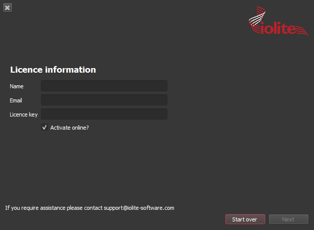 Installing iolite on Windows entering your licence details