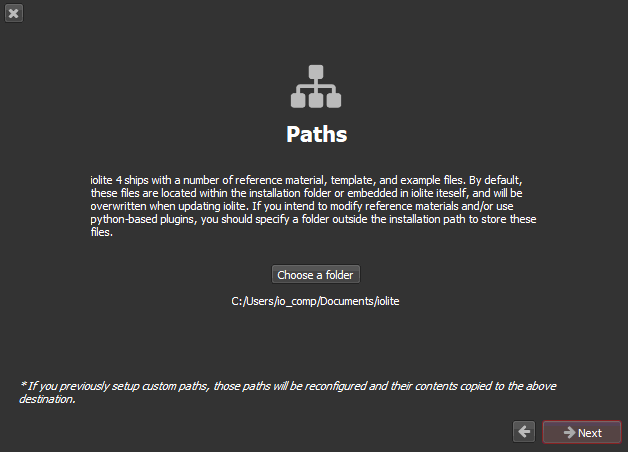 The setup window that creates a new iolite folder - screenshot