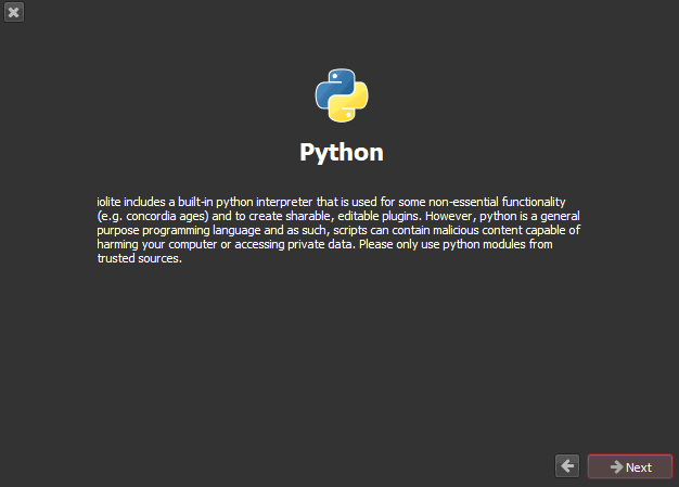 The third setup window asking if you want to enable python - screenshot