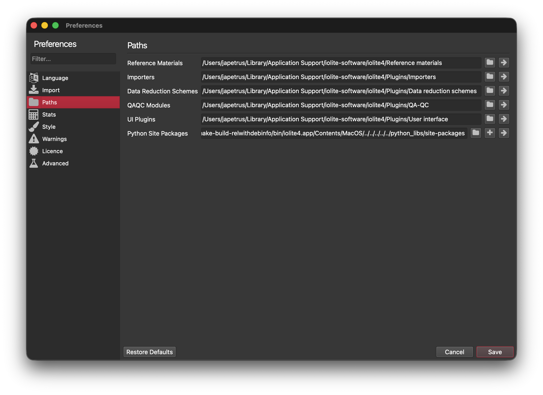 Path preferences