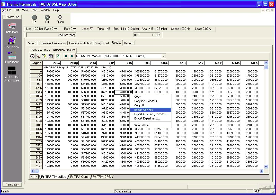 Exporting files from PlasmaLab for iolite