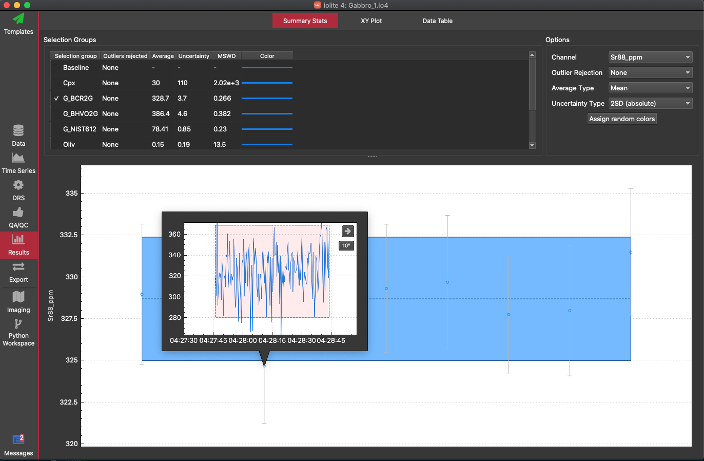 An image of the summary stats window showing the hover stats popup