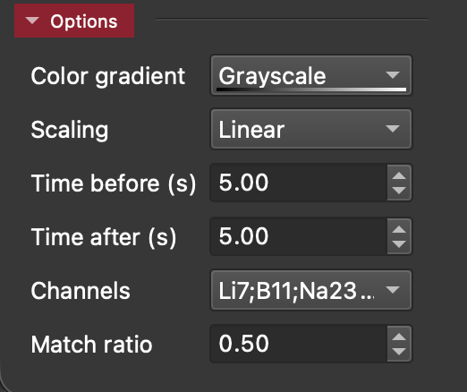 screenshot of the heatmap options panel
