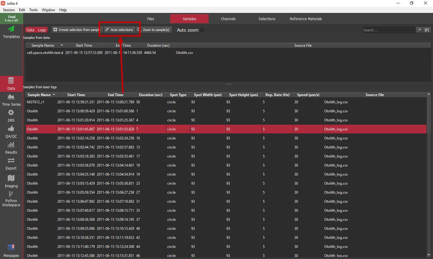 iolite guided examples imaging auto selections