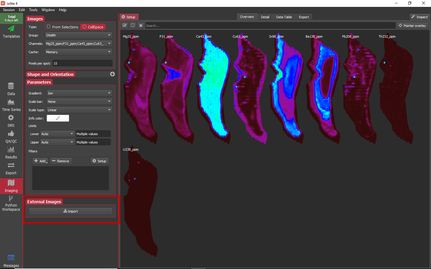 iolite guided examples imaging external button