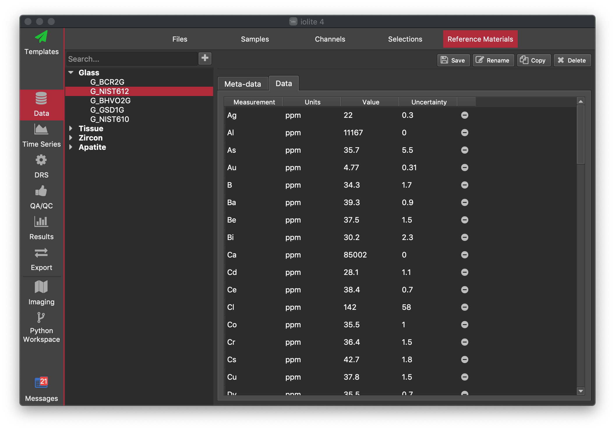 iolite Ref Mat Browser